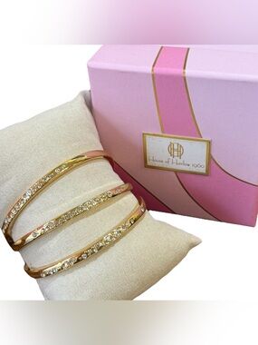 House of Harlow 1960 3 pc set of Gold Tone W/ Crystal Bangles